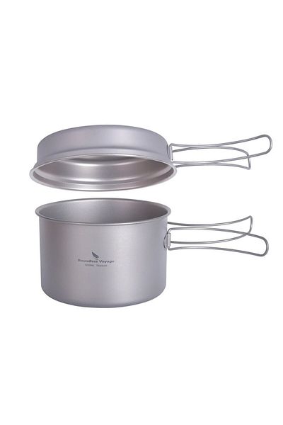 Choice 1200ml 500ml Ti2110C Boundless Voyage Titanium Pot Pan Set with Folding Handles Camping Cookware Hik