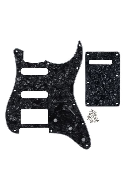 Choice Black Pearl 4ply FLEOR Set of 11 Holes SSH ST Electric Guitar Pickguard HSS Scratch Plate & Back Pla