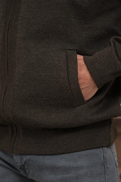 Woolen World Ζακέτα από πλέξιμο από ατσάλι με κλασική επένδυση με φερμουάρ Polo Collar