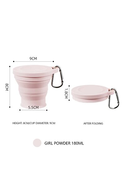 Choice كوب قابل للطي من السيليكون باللون الوردي الفاتح مع فتحة تعليق، كوب ميا...