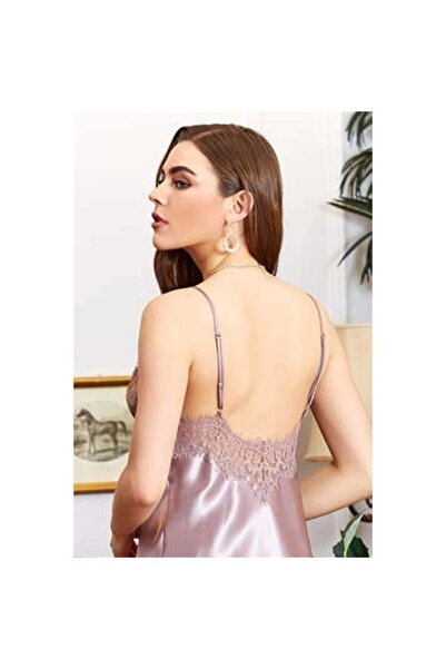 Jeremi 3119 Комплект от две части къса нощница и халат от копринен сатен Dowry - Норка