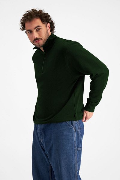 BayBayan Ανδρικό φούτερ Unisex Basic Stand Collar με μισό φερμουάρ