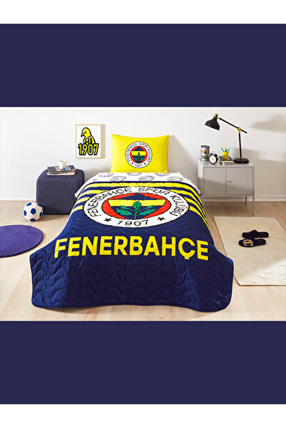 Taç Zorlu Lisanslı Yatak Örtüsü Seti Fenerbahçe Stripe Tek Kişilik