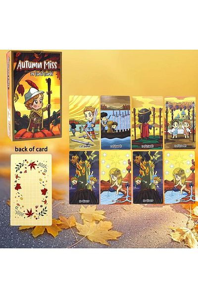 Choice مجموعة بطاقات Tarot جديدة من Autumn Miss مقاس 12 × 7 سم مكونة من 79 بطاقة باللغة الإنجليزية للأطفال، هدية رائعة