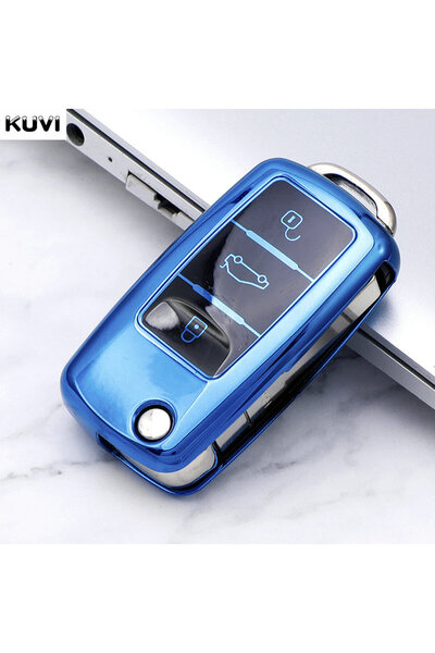 Choice Blue TPU Car Key Case Cover for VW Volkswagen Polo Tiguan Passat B5 B6...