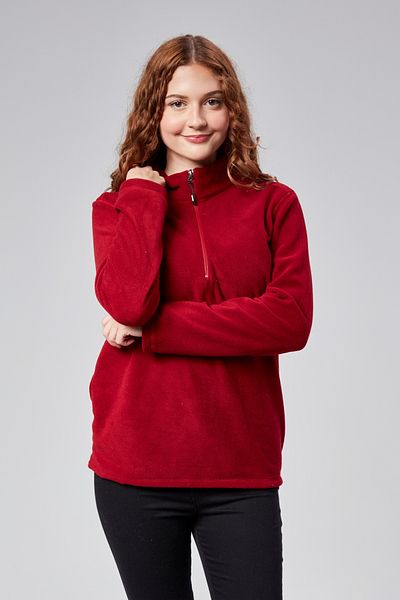 M MOONCOVER Κόκκινο γυναικείο φούτερ Fleece - Χαλαρή εφαρμογή, Ψυχρό, Σταντ γιακά