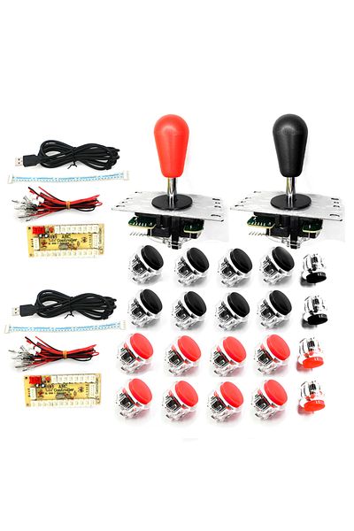 Choice Red Black 2 Playersarcade Game Diy Set Joystick Kit Clear Push Button Zero Delay Usb Board Controlle
