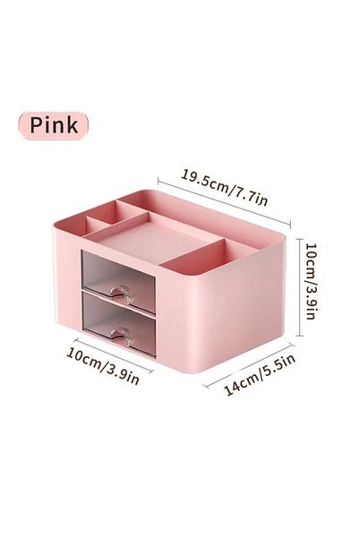 Choice Pink 1PC Pen Organizer With 2 Drawer Multi-Functional Pencil Holder For Desk Holder Storage Box For