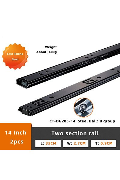 Choice DG205 14 Inch Drawer Rail 8~20Inch Cold Rolled Steel Drawer Slides Close Drawer Sliding Track Two-Se