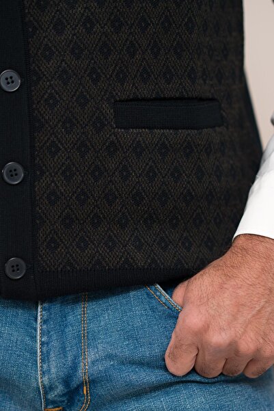 Woolen World Регулярний крій, з кишенями спереду, без рукавів, з візерунком, чоловічий трикотажний жилет
