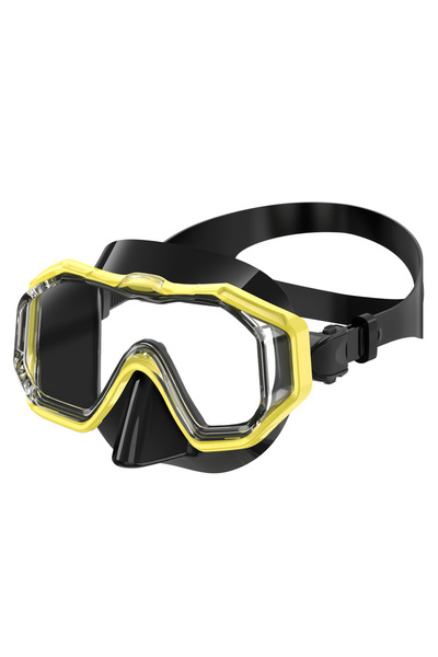 Choice قناع غطس للأطفال باللونين الأسود والأصفر مع 3 نوافذ بانورامية عالية ال...