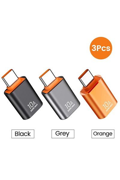 Choice 3 قطع من مختلط الألوان - 2 10 أمبير Otg USB 3.0 إلى محول Type C USB C ذكر إلى USB أنثى محول شحن سريع