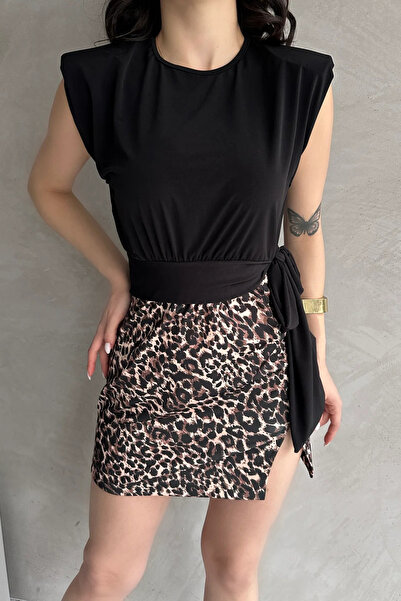 Buklemoda Black Blouse - Shoulder Detail and Belt