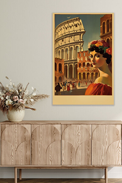 qoeuyl boutique Ζωγραφική με αφίσα με θέμα ρετρό Ιταλία Νο: 2 18x27 MDF