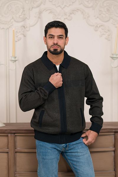 Woolen World Ζακέτα από πλέγμα από ατσάλι με κλασική κοπή με φερμουάρ με γιακά πόλο