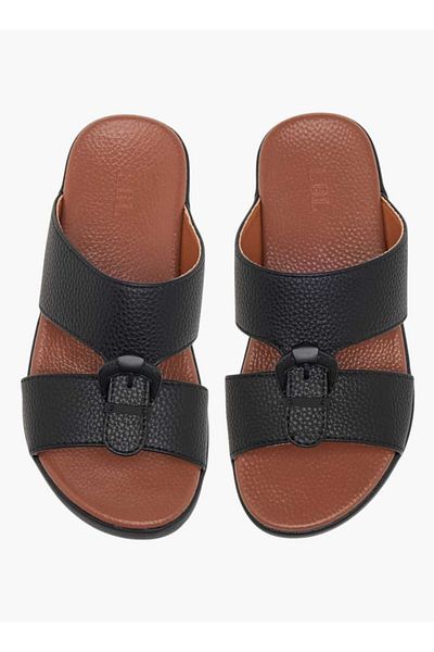 LBL by Shoexpress Textured Slip-On Arabic Sandals with Buckle Accent