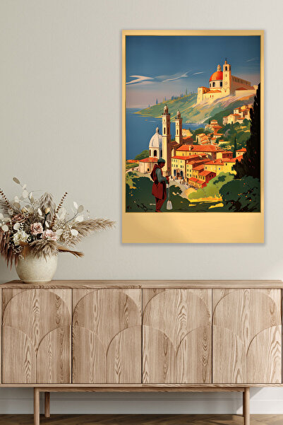 qoeuyl boutique Ζωγραφική με αφίσα με θέμα ρετρό Ιταλία Νο: 3 18x27 MDF