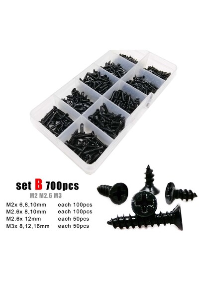 choice2 مجموعة B مكونة من 700 قطعة، 1 مجموعة براغي خشبية مسطحة ذات رأس غاطس م...