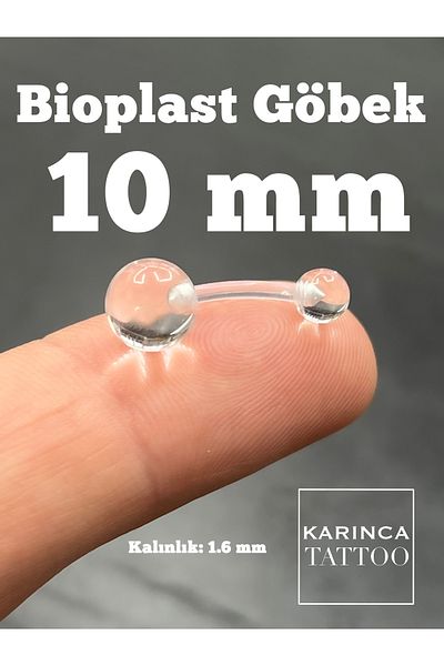 Karınca Piercing Transparent Bioplast Belly Piercing Wound Allergy Free Standard Size 10 mm No Xray