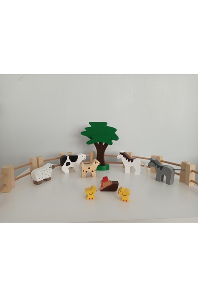 Gepetto مجموعة حيوانات المزرعة الخشبية - ألعاب مصنوعة يدويًا وطبيعية وآمنة