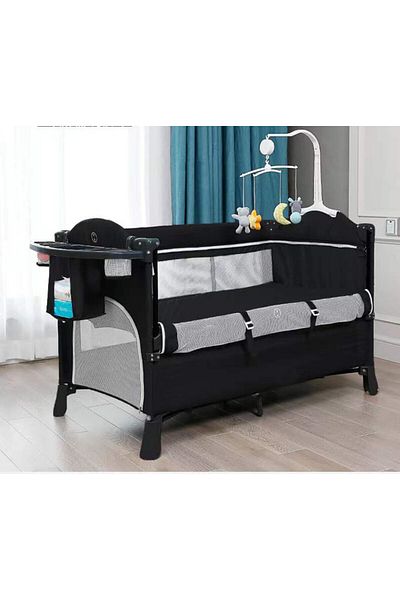 TEKNUM 4 in 1 Baby Bedside Co - Sleeper Bassinet and Playpen wt Rocker Black
