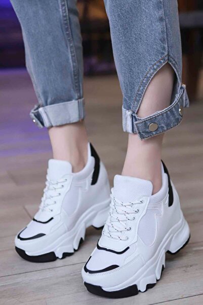 Mamito Ayakkabı Frm 177 Hidden Heeled Sports Shoes - Λευκό Μαύρο