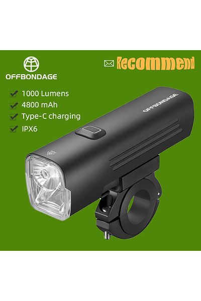 OFFBONDAGE HYL1000 OFFBONDAGE Bike Front Light Rainproof USB Rechargeable Bicycle Light 1000LM Cycling Headligh