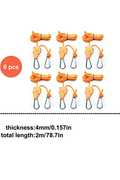 Choice 2 متر 6 قطع برتقالية 6 قطع عاكسة 2/4/5 متر 4 مم حبل خيمة مثبت مشبك ثاب...