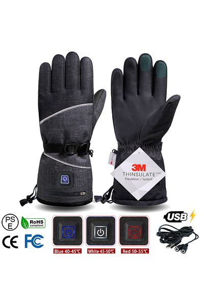 Choice Bk  USB Heating Winter Gloves 3M Cotton Heating Hand Warmer Electric Thermal Gloves Waterproof Snowb