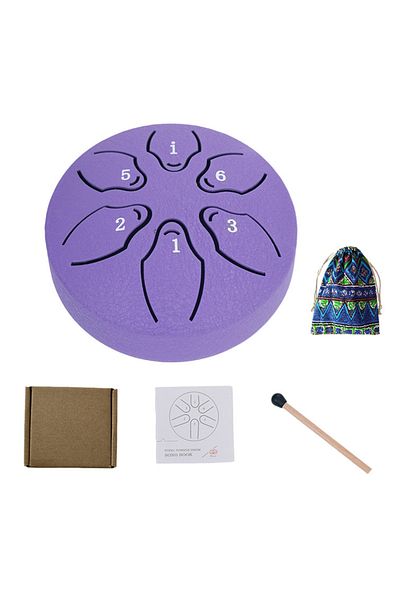 Shunmaii Purple Steel Tongue Drum Portable Rain Drum Hand Pan Drum Percussion Musical Instruments 3 Inch 6 No