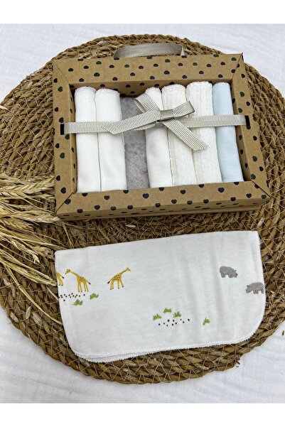 Caramell Patterned Combed Cotton Baby Mouth Wipes Pack of 7