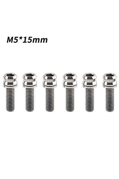 Choice M5X15MM Silver MUQZI 6PCS Titanium Bolts M5x15 M5x17 Bicycle Handlebar Stem Screw With Washer
