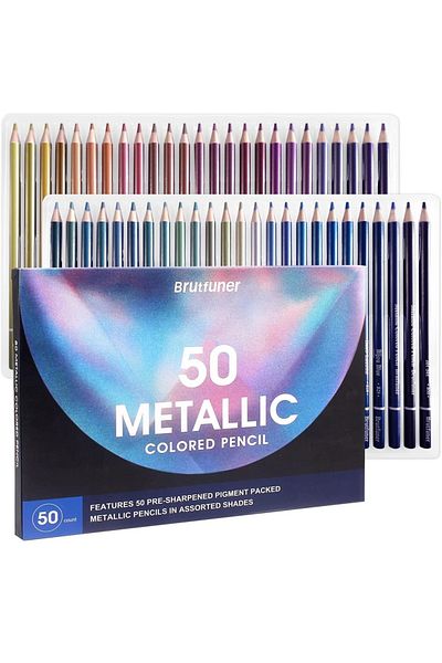 Choice 50 color Brutfuner 24/50/72 Metallic Colored Pencils, Colored Pencils for Adult Coloring, Soft Core