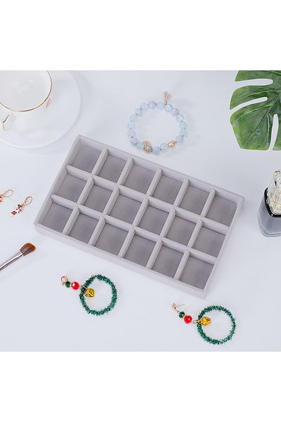 Choice 18 grid tray 1pc, Flocking Jewelry Box Jewelry Tray, Suitable For: All Kinds of Jewelry Storage.