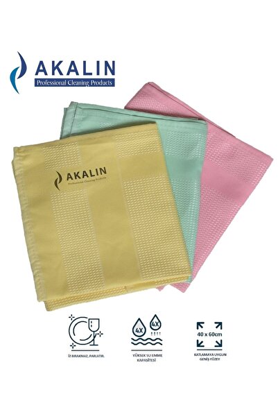 Akalın Professional Cleaning Products Orijinal 3'lü Profesyonel Mikrofiber Te...