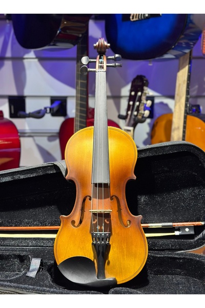 VALERIA Masif Ağaç Orta Düzey 4/4 Tam Boy Parlak Cila Keman-kutu-yay-reçine Ful Set