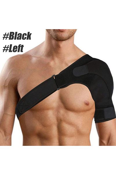 Choice Black-Left Shoulder Support with Pressure Pad, Adjustable Shoulder Brace for Torn Rotator Cuff, Tend