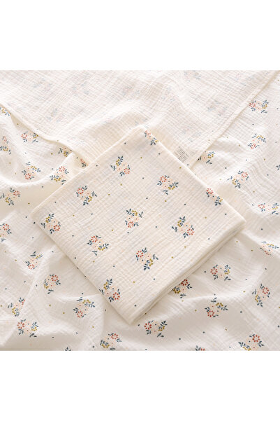 Choice بطانية استقبال للأطفال حديثي الولادة من القطن والشاش بتصميم زهرة ريترو مقاس 100×100 سم، بطانية سرير قابلة للتمدد