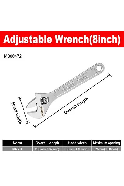 Choice1 8inch Adjustable Wrench Large Openin Long Handle Universal Spanner Cl...