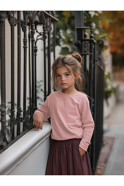 MDYOOL تي شيرت أساسي سادة بأكمام طويلة للأطفال للجنسين مصنوع من القطن بنسبة 100%