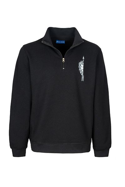 M MOONCOVER Hanorac pentru bărbați, guler cu fermoar, fleece în interior, cu 3 fire, pentru bărbați, cu imprimeu de leu, combinație Lover