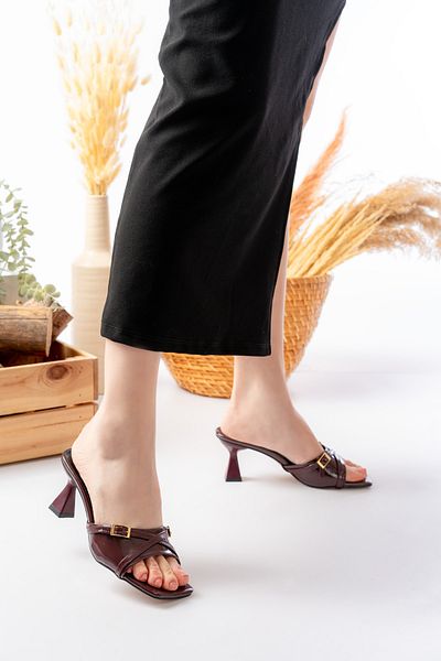 marinarosse Claret Red Patent Leather Larmina Classic Women's Heeled Slippers