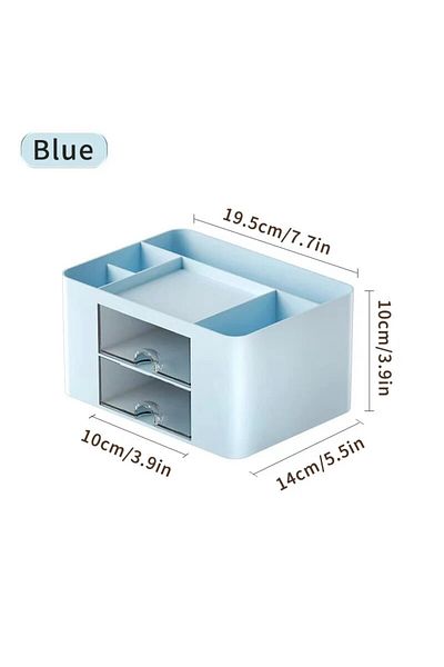 Choice Blue 1PC Pen Organizer With 2 Drawer Multi-Functional Pencil Holder For Desk Holder Storage Box For