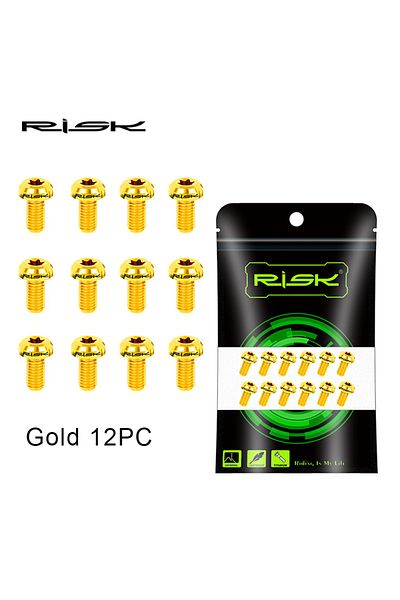 Choice Gold RISK 12pcs M5X10mm Bicycle Disc Brake Rotor Bolt Road MTB Bike T25 TC4 Titanium Torx Rotor Fixi