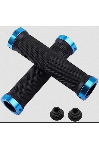 Choice Blue Bicycle Rubber Grips Alloy Lock Non-Slip Rubber Bicycle Handlebar Grips Double Aluminum Lock on