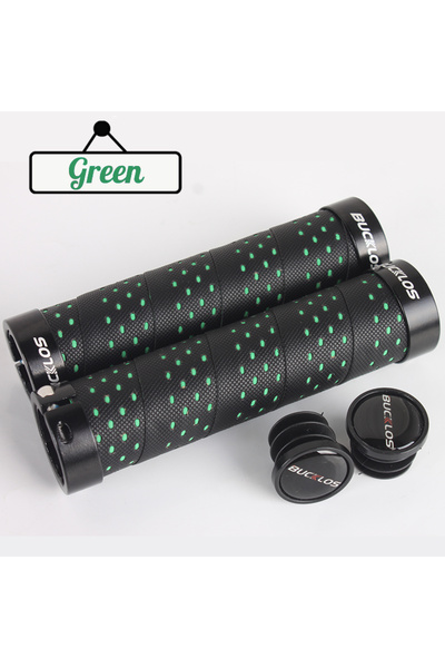 BUCKLOS Green Bicycle Grips Bike Handlebar Grips Non-slip Aluminum Double Loc...