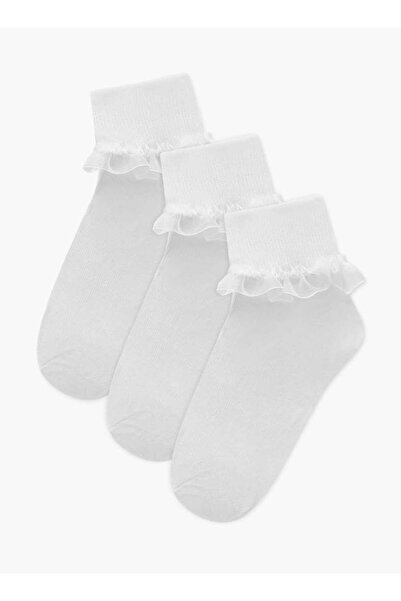Flora Bella by Shoexpress جوارب Flora Bella المضلعة بطول الكاحل مع تفاصيل الك...