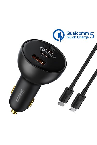 Baseus Gray Baseus 160W Car Charger QC 5.0 Fast Quick Charging PPS PD3.0 USB Type C Car Phone Charge For iP