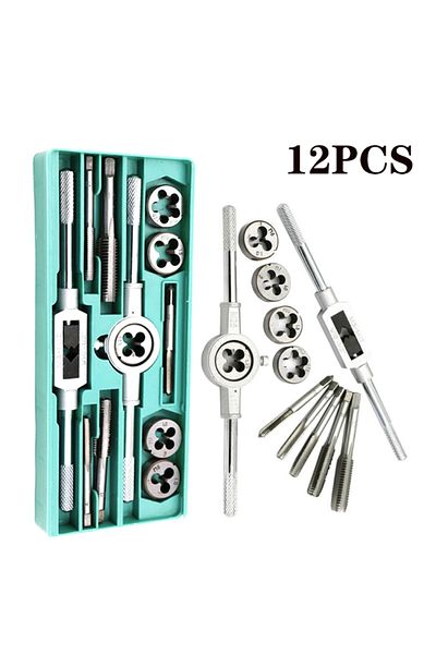Choice 12pcs 8/12/20Pcs Metric Hand Tap and Die Set M3-M12 Screw Thread Plugs Straight Taper Reamer Tools