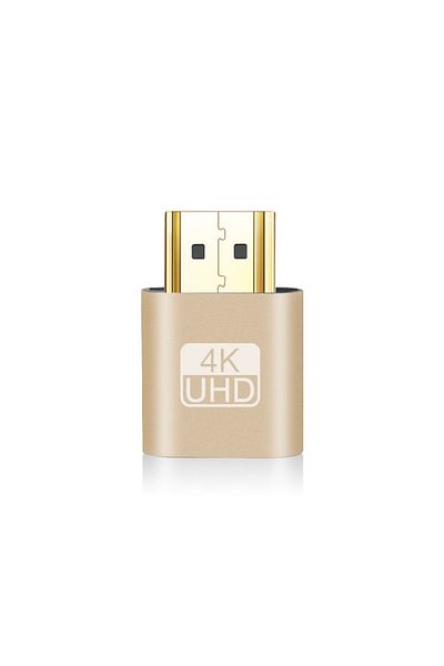 Kebidumei None Gold VGA Virtual Display Adapter HDMI-compatible 1.4 DDC EDID Dummy Plug Headless Ghost Display